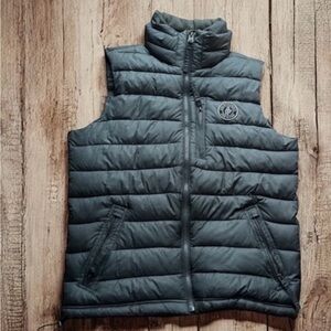 Y2K ABERCROMBIE & FITCH Puffer Vest Mens Charcoal Gray XL Quilted Pockets DEFECT